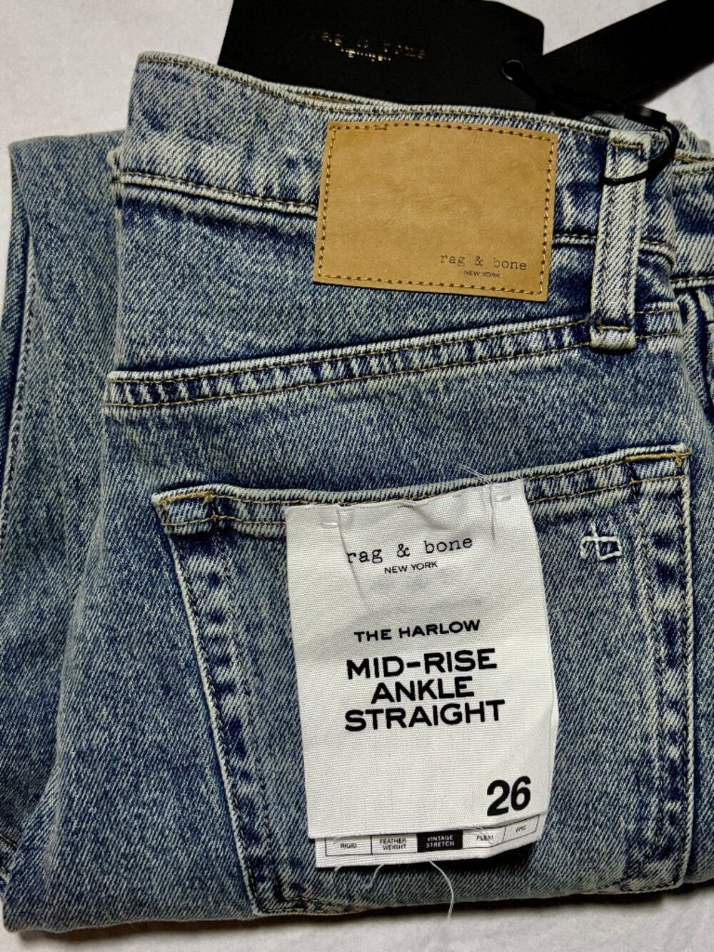rag & bone Harlow Straight Jeans Womens 26 Amity Vintage Wash Ankle NWT $278